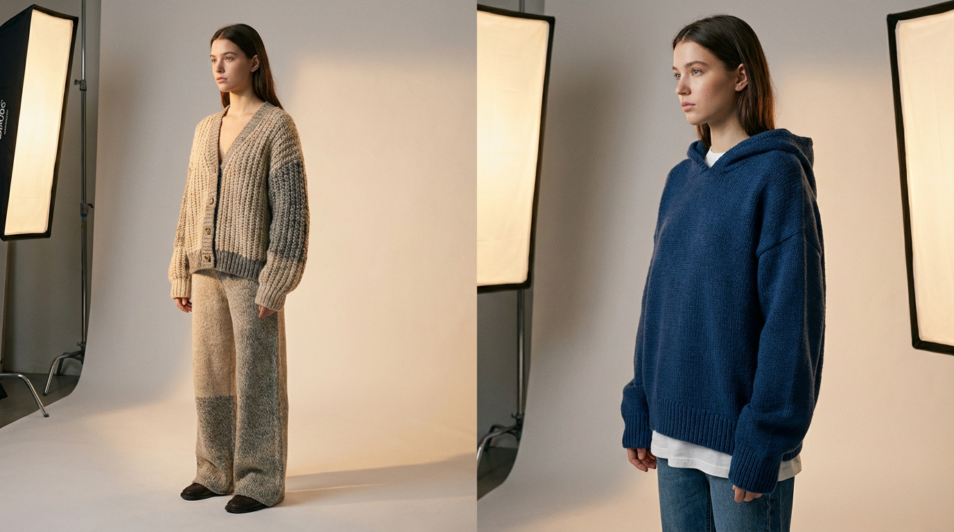 Модели вязаной одежды от Razely: костюм-двойка и оверсайз-джемпе=