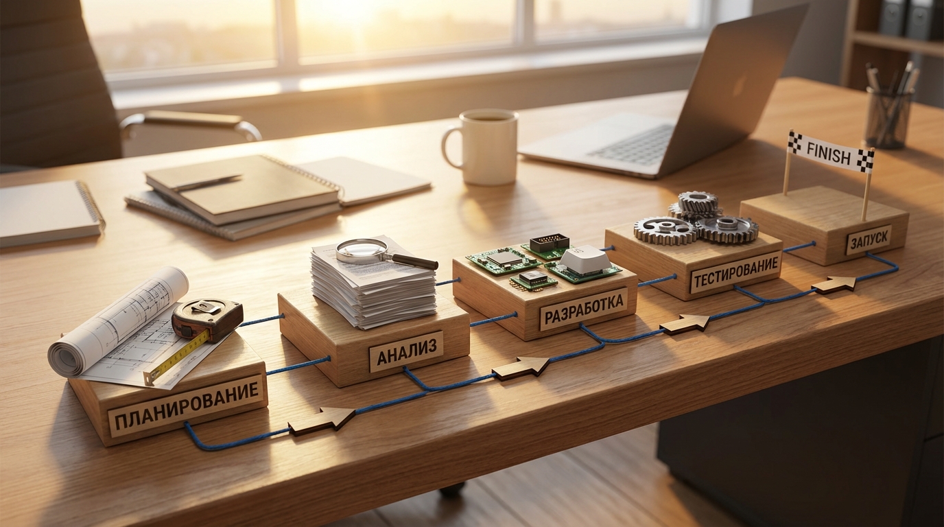 Этапы внедрения 1С:ERP с визуальной схемой