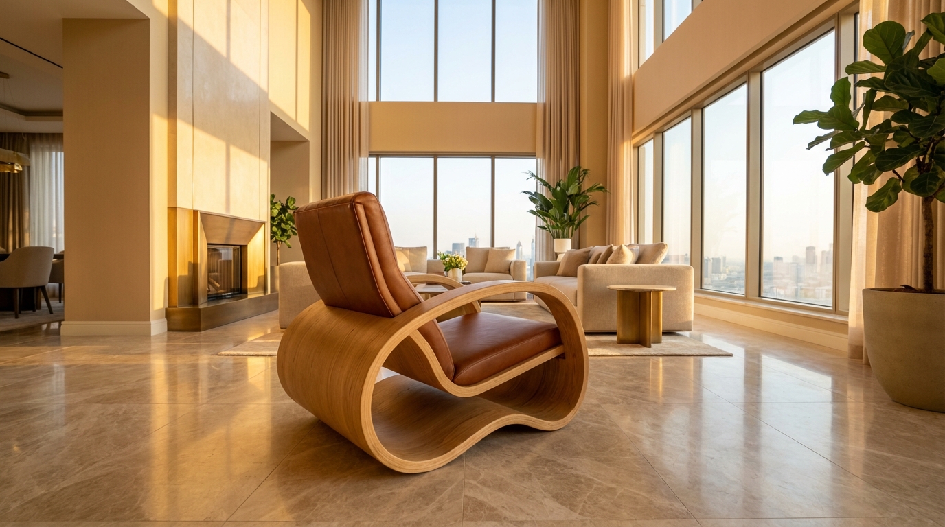 Пример авторской мебели в элитном интерьере жилого пространства