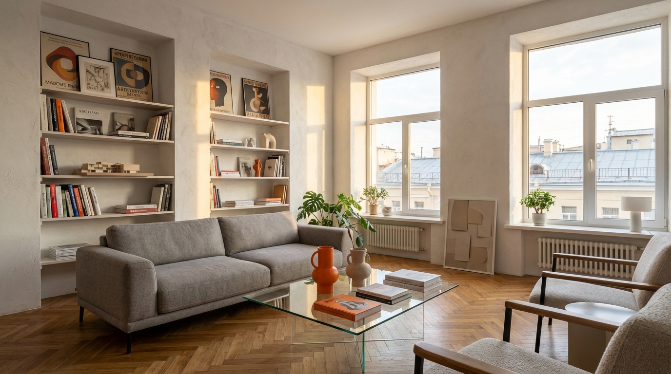 Пример авторского стиля в интерьере московской студии