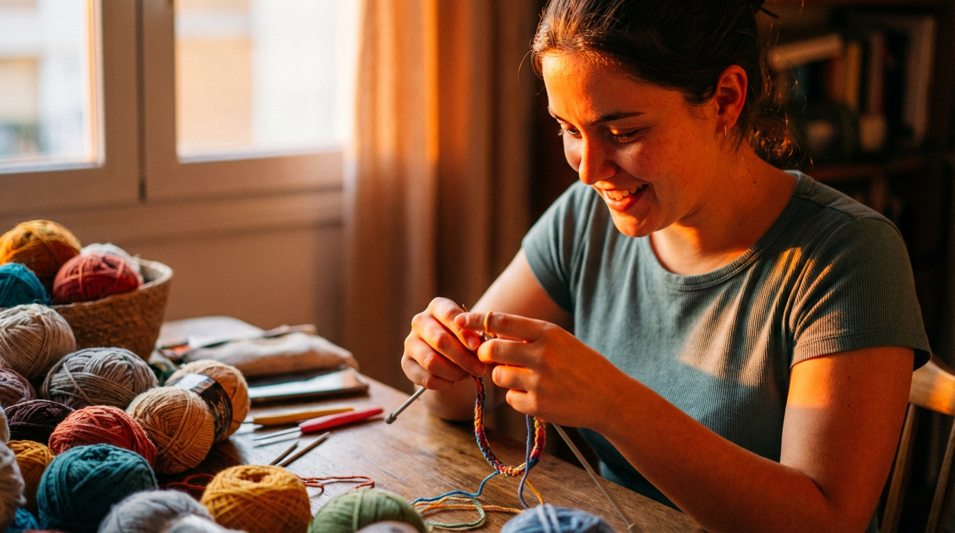 Начинающий рукодельник за работой над первым проектом