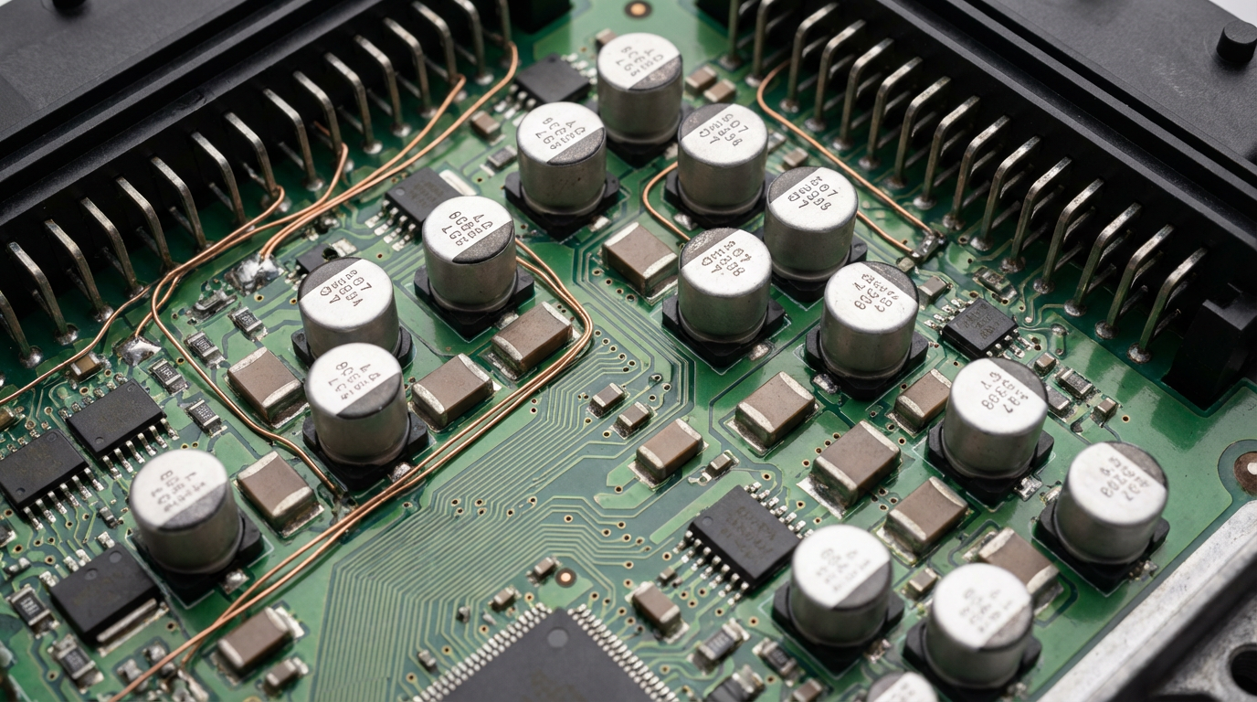 Схема подключения конденсаторов в автомобильном электронном блоке