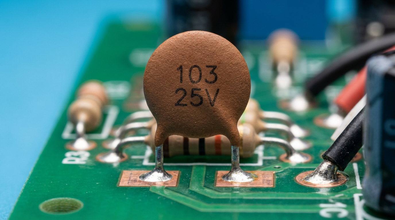 Схематическое изображение керамического конденсатора в цепи