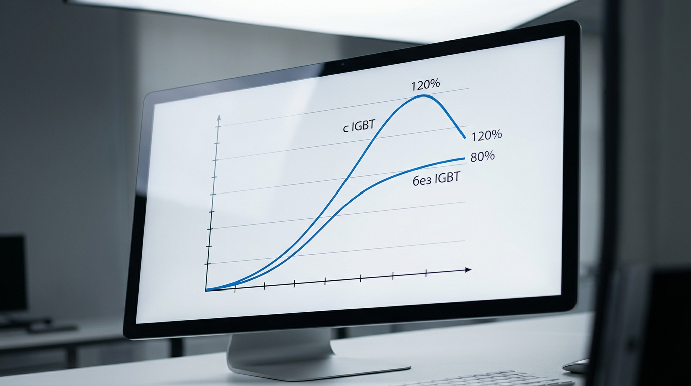 График сравнения производительности тренажеров с IGBT и без