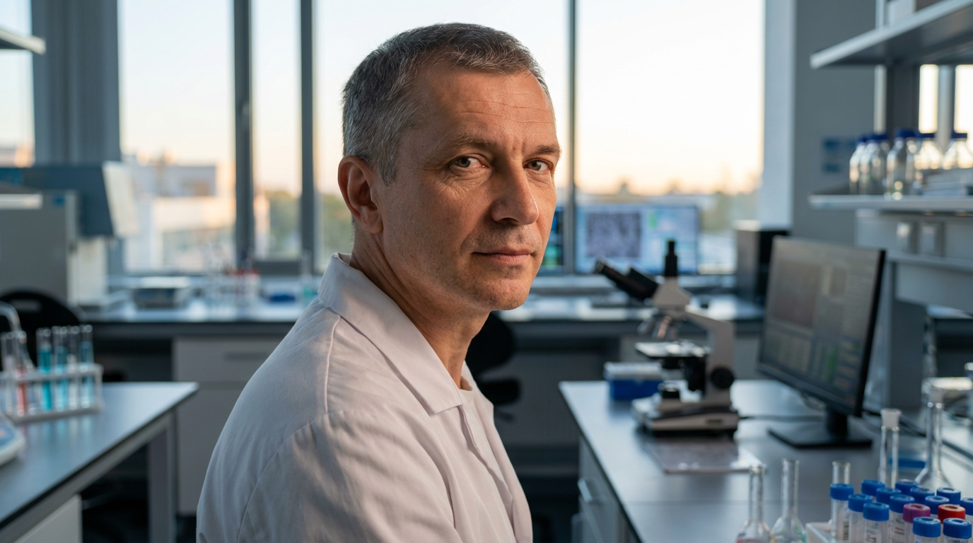 Дмитрий Волков — портрет автора в лабораторной обстановке