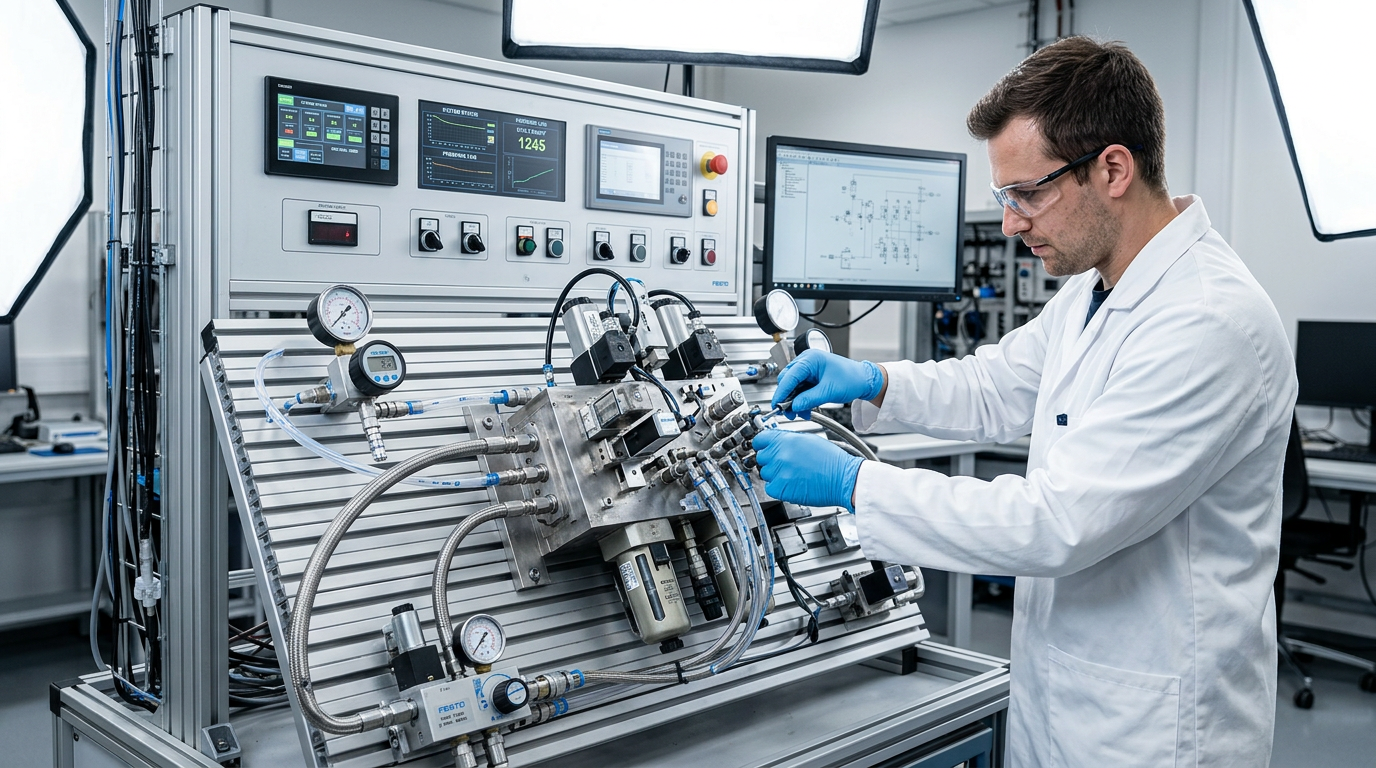 Тестирование пневмораспределителей на стенде