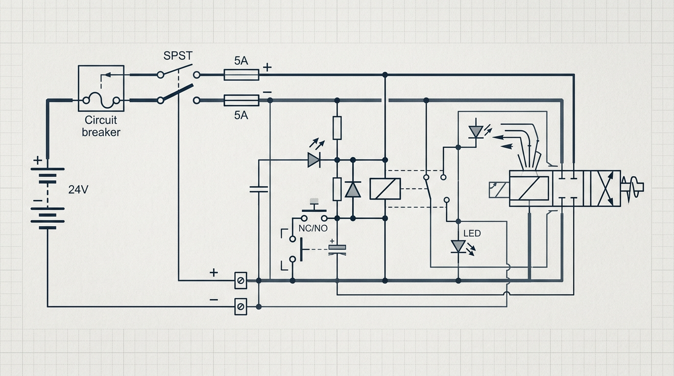 Схема питания пневмораспределителя 24V DC
