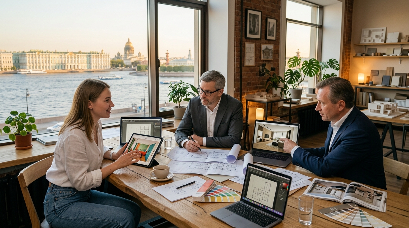 Процесс согласования дизайн-проекта в студии Санкт-Петербурга с заказчиком и архитектором
