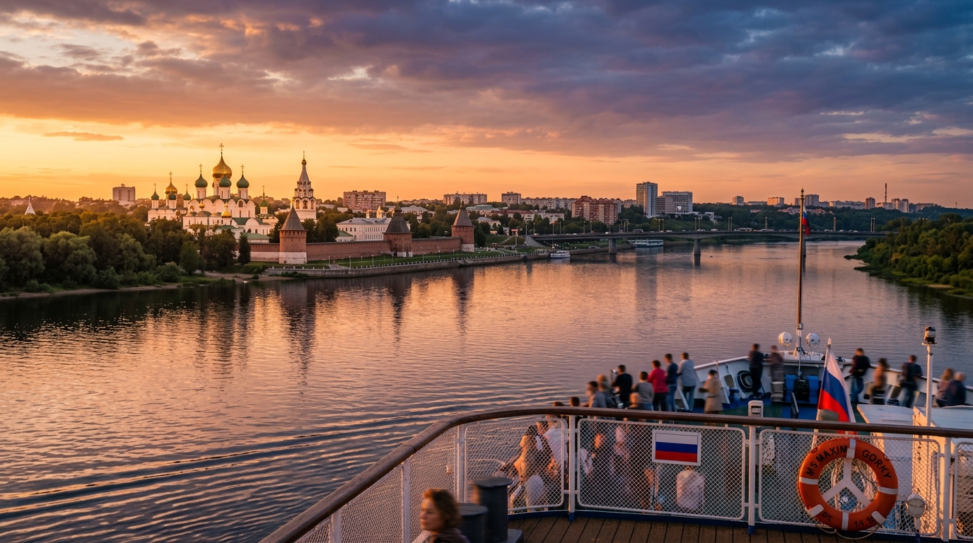 Вид на Ярославль с Волги во время речного круиза