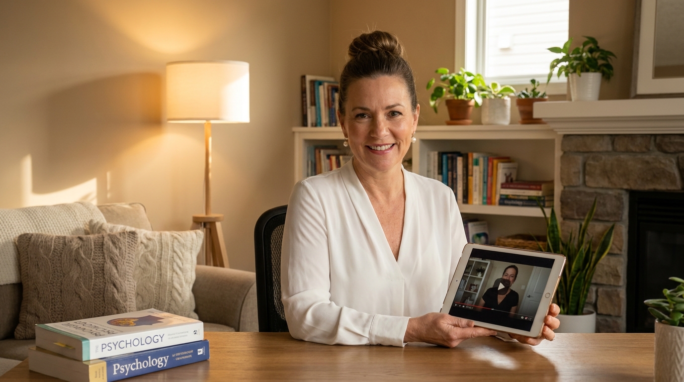 Эксперт-сексолог дает советы по видео на фоне уютного кабинета