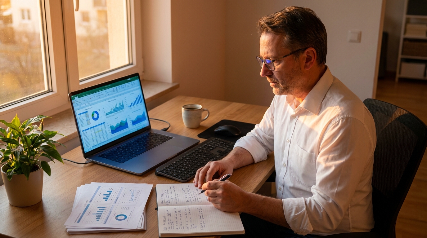 Автор анализирует кейсы и строит рекомендации за рабочим столом