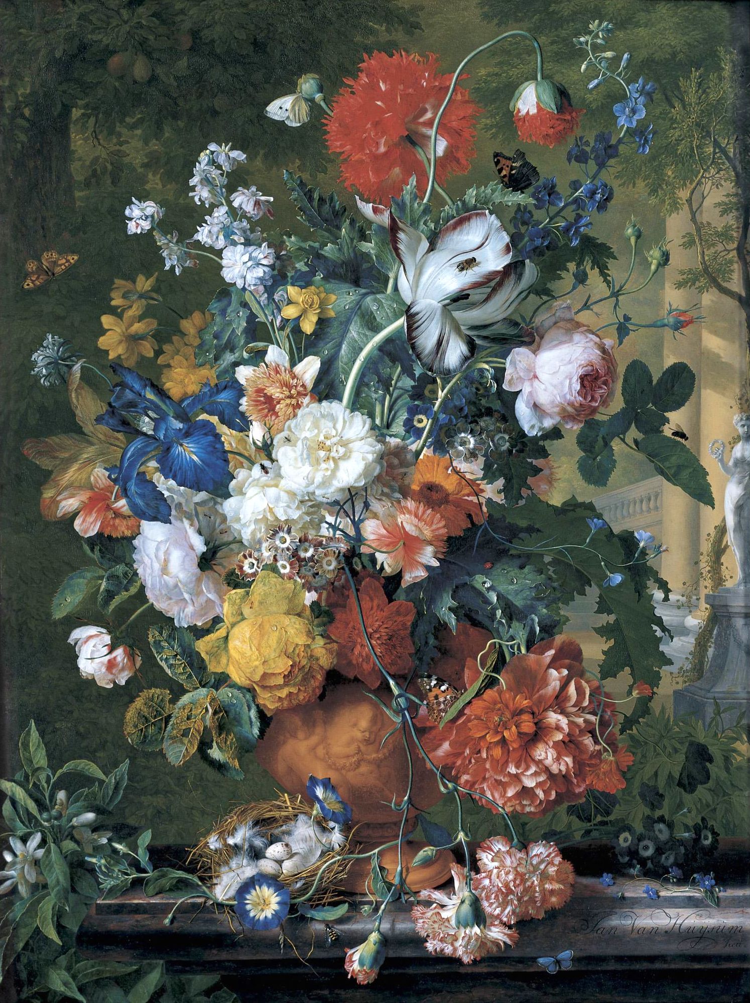 26FLOWERS IN A TERRACOTTA VASE ON A MARBLE LEDGE.jpg
