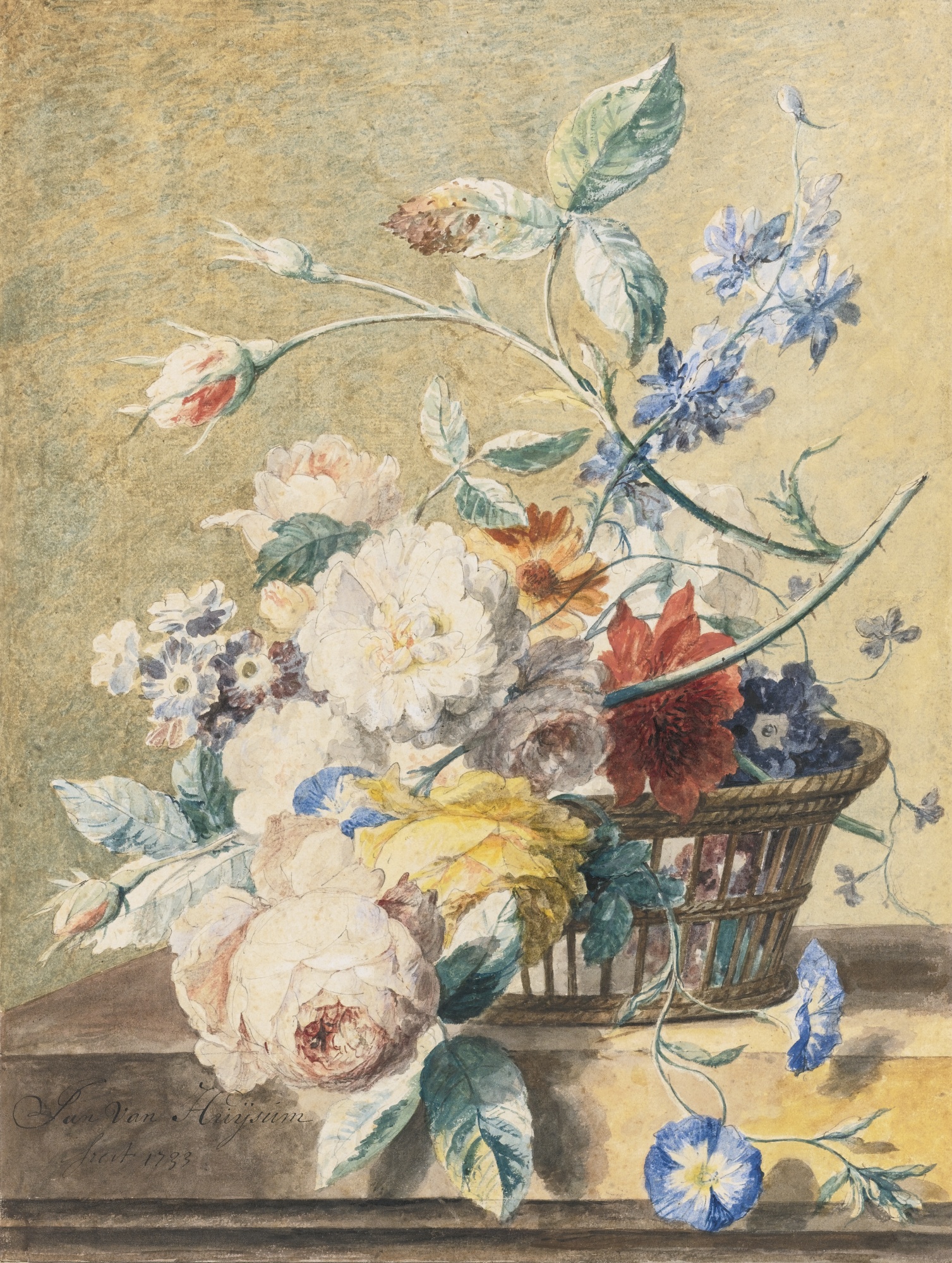 56ROSES AND OTHER FLOWERS IN AN OPEN-WEAVE BASKET.jpg