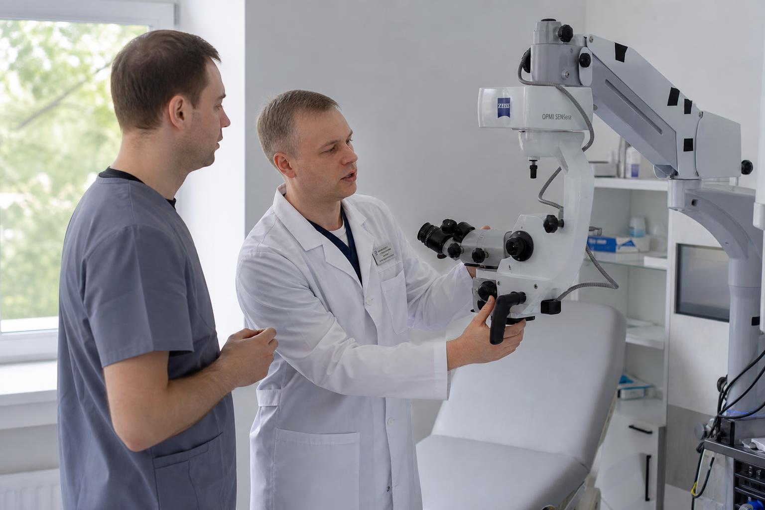 Обучение персонала работе с микроскопом Zeiss Opmi Sensera в российском медицинском центре