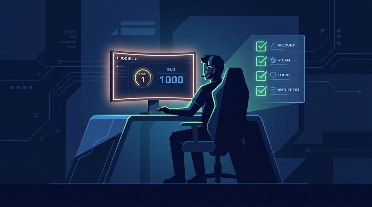 Игрок завершил настройку FACEIT и готов к первому матчу