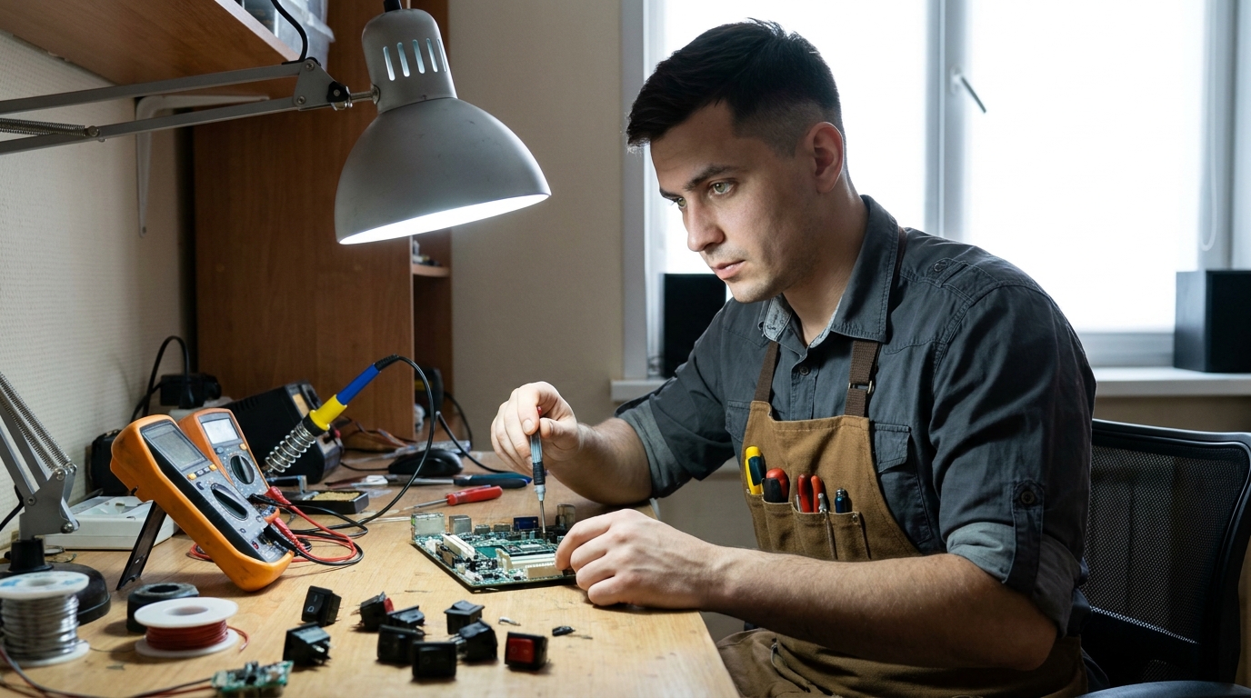 Рокерные переключатели: устройство и области применения, male professional at work, workshop
