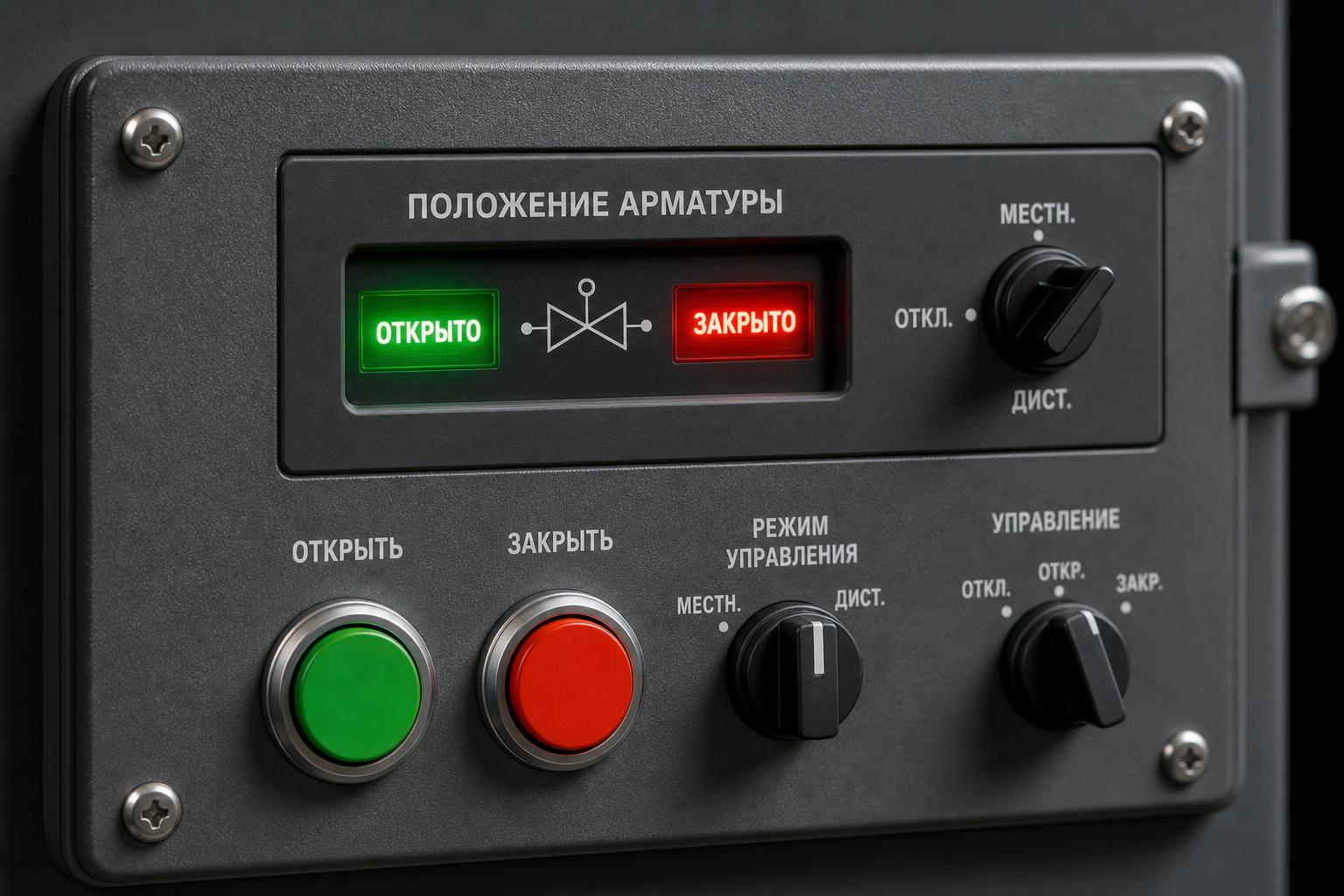 Панель управления приводом запорной арматуры с индикаторами положения