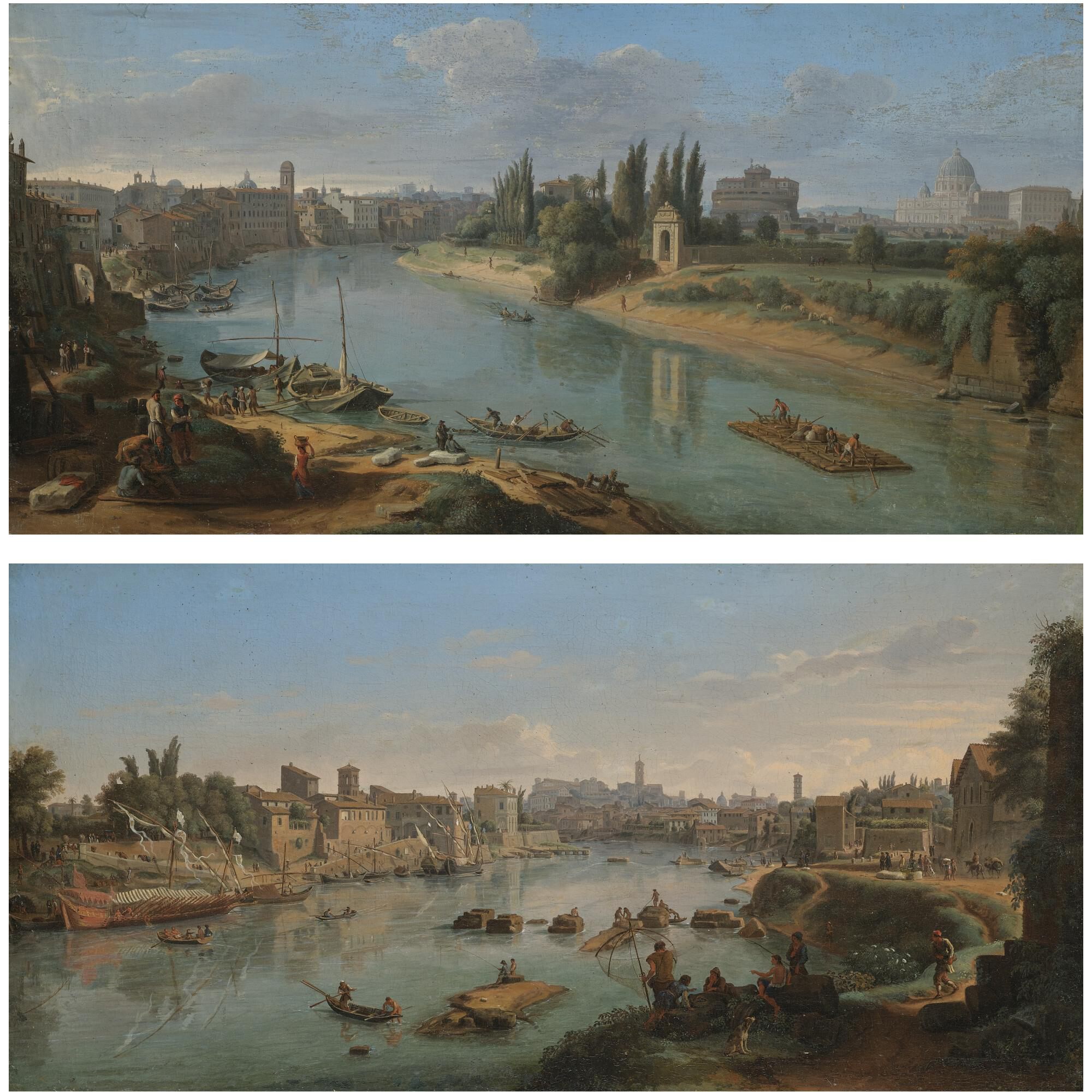20ROME, A VIEW OF THE RIVER TIBER AT THE PORTO DELLA LEGNA; ROME, A VIEW OF THE RIVER TIBER AT THE PORTO DI RIPA GRANDE.jpg