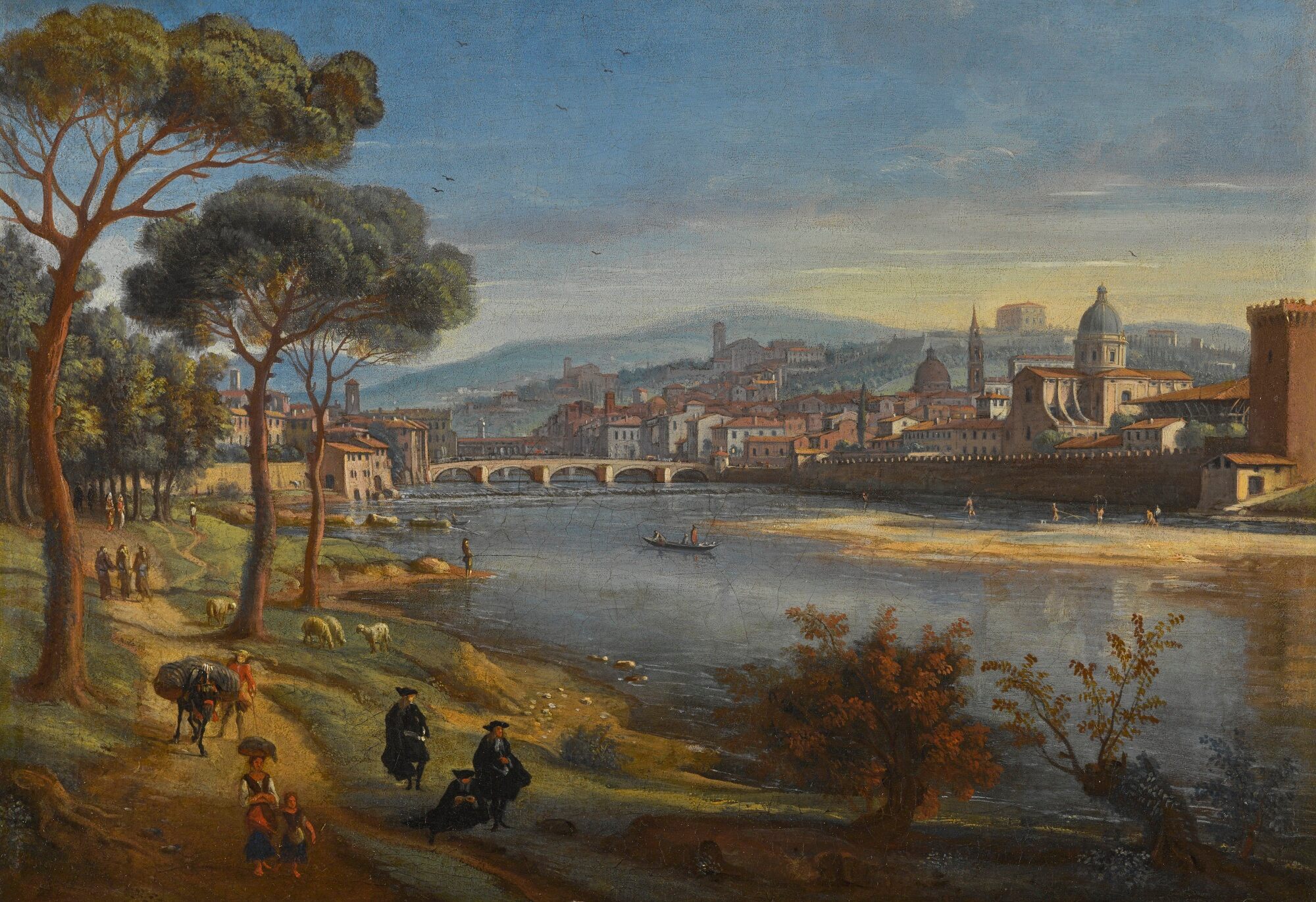 6FLORENCE, A VIEW OF THE CITY FROM THE CASCINE, WITH THE RIVER ARNO, THE PONTE SANTA TRINITA AND THE PONTE VECCHIO.jpg