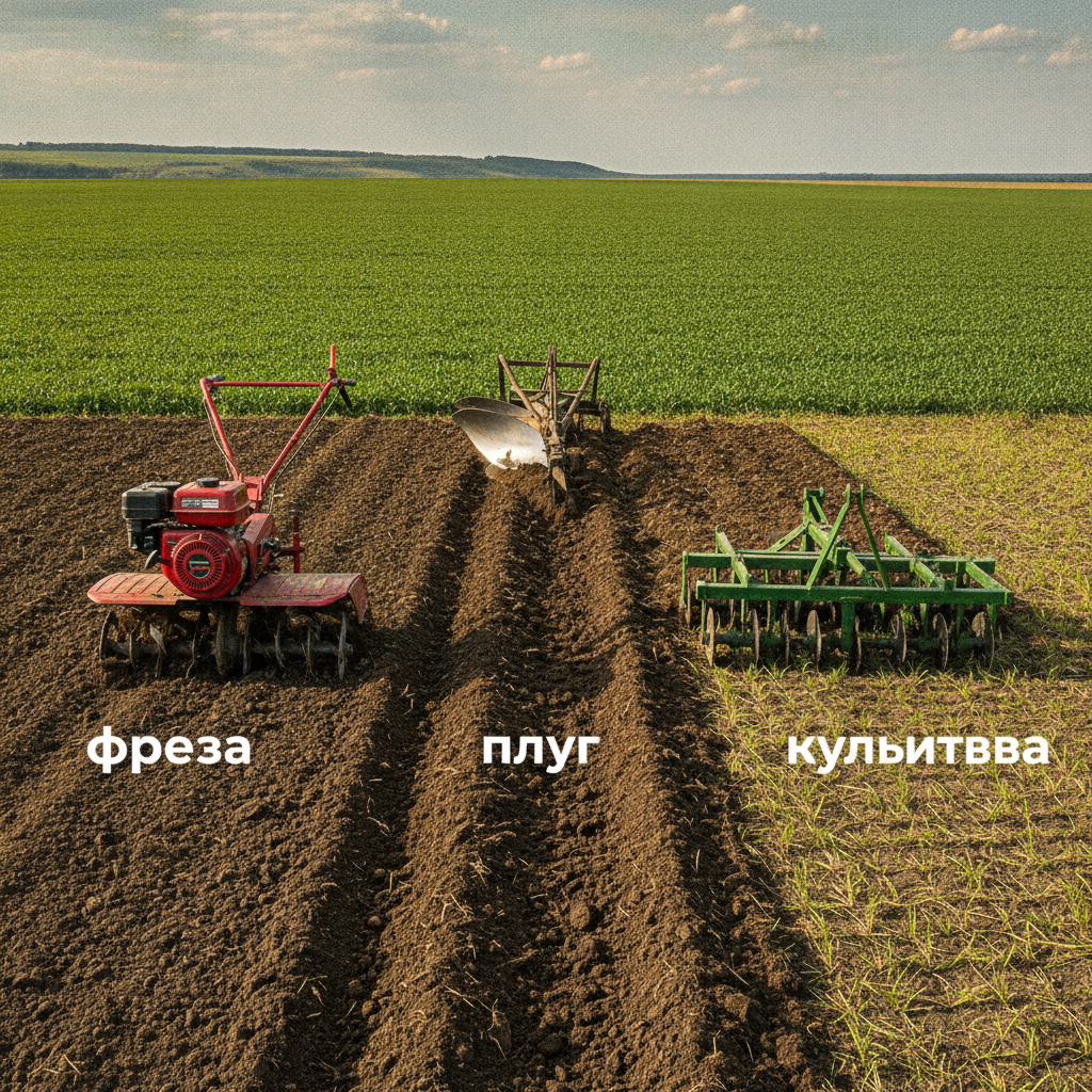 Фреза, плуг или культиватор - какой навесной инструмент лучше для обработки целины